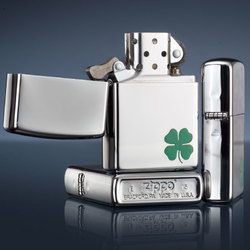 美国原装正品ZIPPO打火机 镜面爱情四叶草 24007 zippo正版定制