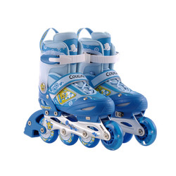 美洲狮儿童溜冰鞋全套装闪光可调直排轮滑鞋旱冰鞋男女滑冰鞋8岁