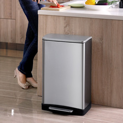 EKO欧式创意不锈钢垃圾桶家用客厅厨房大号脚踏式有带盖办公室筒