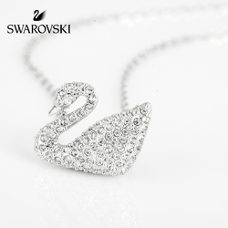 施华洛世奇SWAN天鹅吊坠装饰项链女白金色锁骨链项链 送女友礼物