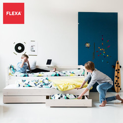 FLEXA/芙莱莎原装进口北欧儿童单人床1.2米带护栏实木多功能床
