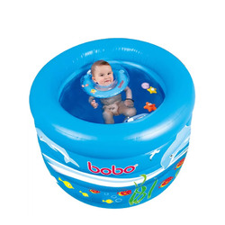 bobo乐儿宝婴儿游泳池套装汉脖圈带游泳圈 宝宝浴盆电动充气