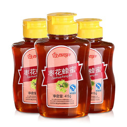 中华老字号 百花牌枣花蜂蜜纯415g*3瓶 天然红枣花蜂蜜