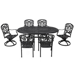 蔻蔻 美式户外庭院别墅休闲花园铸铝桌椅组合家具七件套