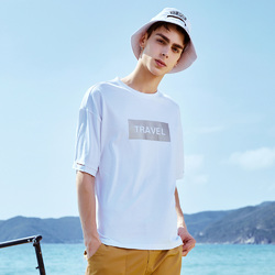 马克华菲男装2018夏季新款短袖男T恤宽松嘻哈韩版半袖潮流五分袖