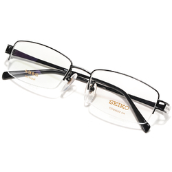 Seiko/精工 商务纯钛眼镜框男 方框半框眼镜架轻 可配近视眼镜