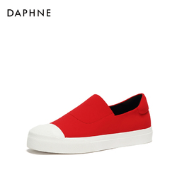 Daphne/达芙妮2018春季新款舒适低跟单鞋休闲鞋女厚底圆头帆布鞋