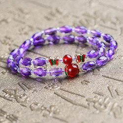 石头记紫水晶红玛瑙蝴蝶双层手链手串女气质时尚首饰礼物