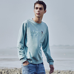 马克华菲卫衣男 2018春新款时尚潮流字母刺绣圆领卫衣男长袖上衣