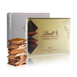 Lindt瑞士莲进口薄片牛奶黑巧克力礼盒装礼物125克X2盒