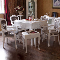 松乐欧式麻将机餐桌两用带椅子麻将机 白色雕花多功能实木麻雀机