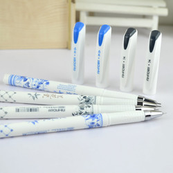 爱好8665中国风兰花瓷 全针管中性笔 0.5mm水笔 签字笔