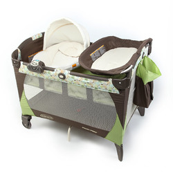 Graco葛莱可折叠婴儿床便携多功能游戏床宝宝BB摇篮床无漆带滚轮
