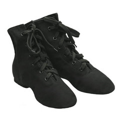 红雨舞蹈鞋靴帆布爵士靴现代舞鞋体操鞋练功鞋高帮黑色男女跳舞鞋