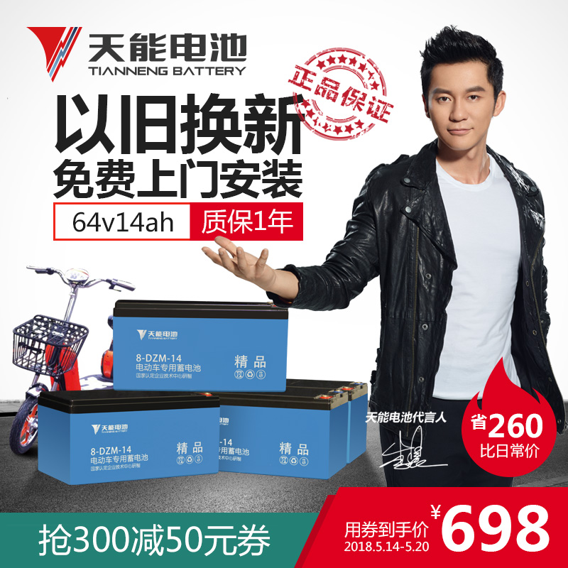 天能64v14ah(4只16v14ah铅酸电池)电动车电瓶车电瓶正品包安装