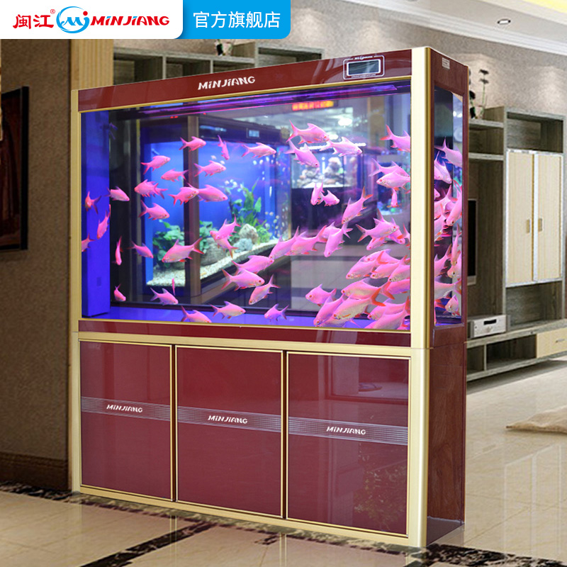 闽江屏风鱼缸水族箱中型1/1.2/1.5米玄关隔断大型超白玻璃鱼缸
