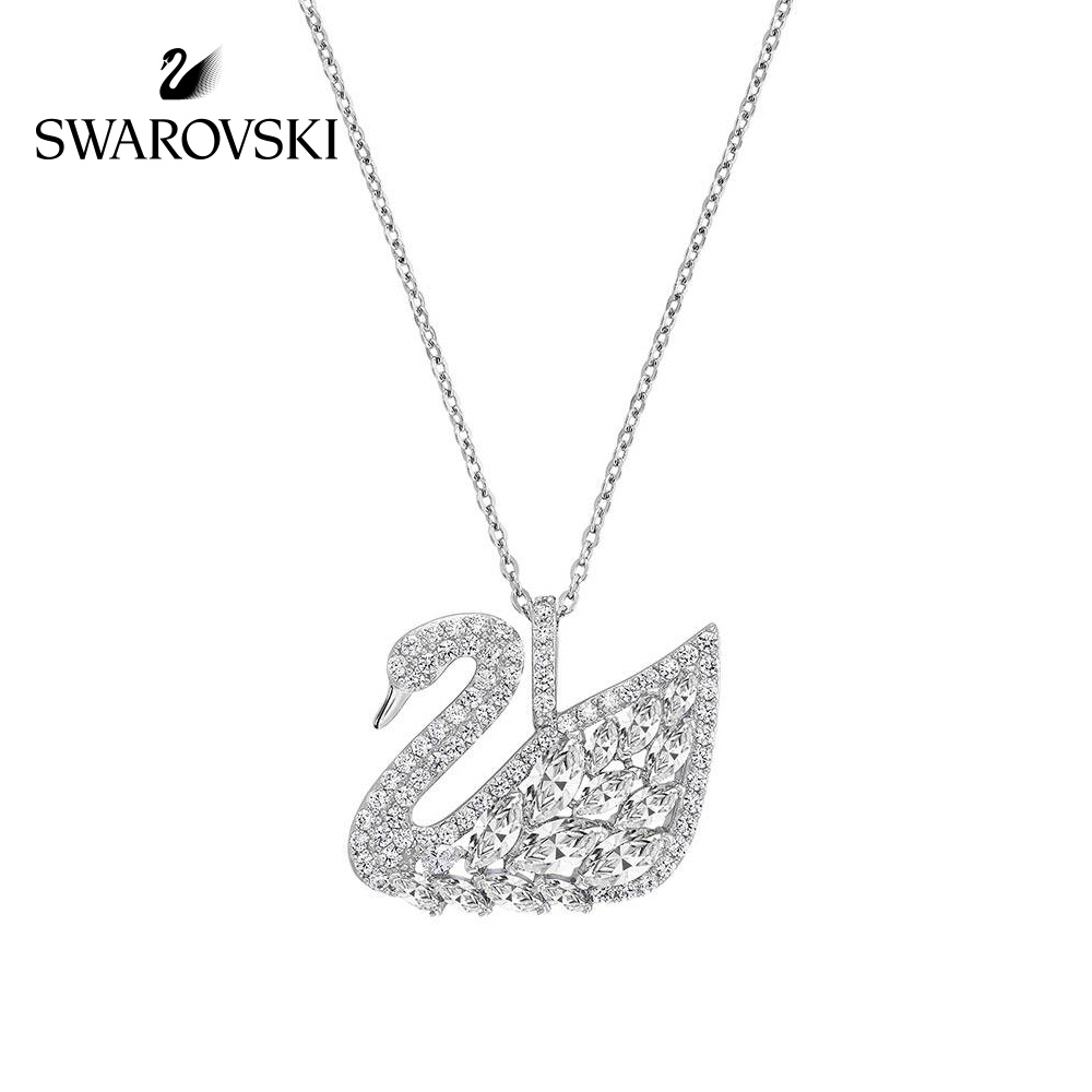 施华洛世奇SWAN LAKE 女白金天鹅链坠新款项链锁骨链 天鹅吊坠