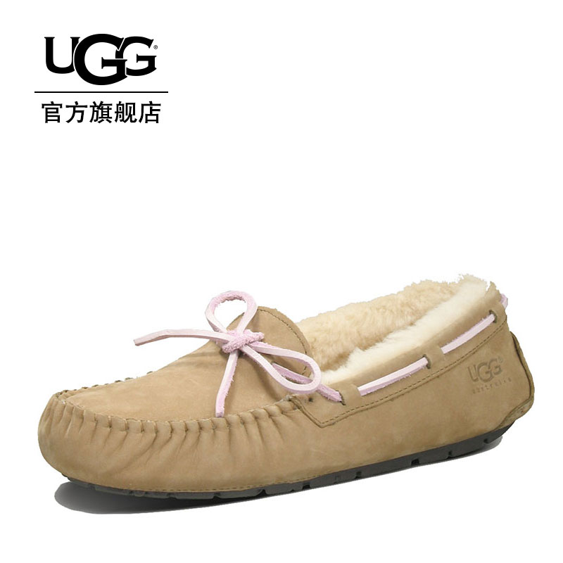 UGG女士单鞋全平底低帮豆豆鞋经典蝴蝶结款 5612