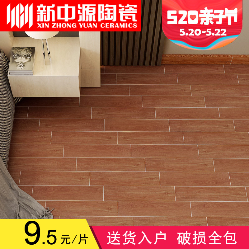 新中源木纹地砖简约瓷砖150x600卧室仿实木地板砖经典红杉156011