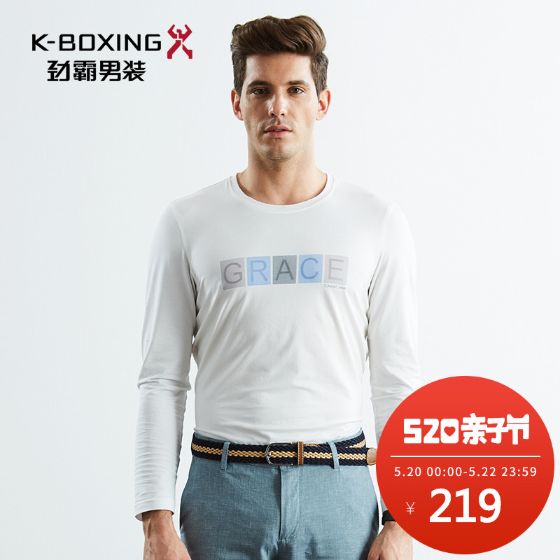 劲霸男士长袖T恤春圆领字母印花长袖T恤长袖打底衫时尚|FTXJ1109