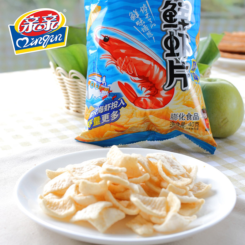 亲亲鲜虾片零食大礼包休闲膨化零食品40g*10包儿时记忆80g*5包