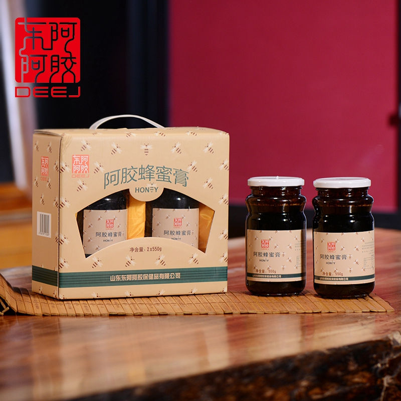 东阿阿胶旗舰店 阿胶蜂蜜膏550g*2礼盒装 荆条荆花蜜 蜂蜜制品
