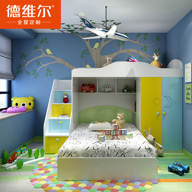 定制金 德维尔儿童房定制整体衣柜上下子母床组合定做现代时尚