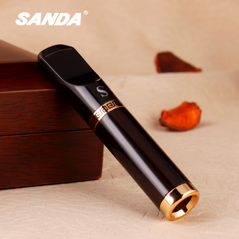 纯黑老黑檀木 SANDA三达烟具 实木过滤 循环型烟嘴 可清洗过滤器