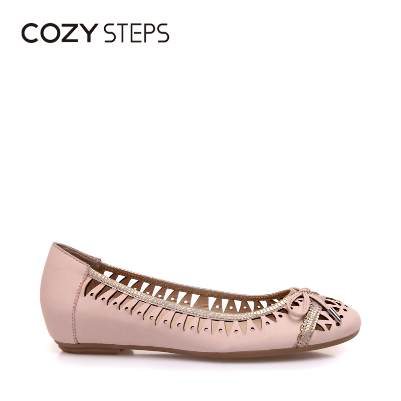 COZY STEPS蝴蝶结浅口单鞋女平底圆头包头镂空凉鞋女夏平底6A026
