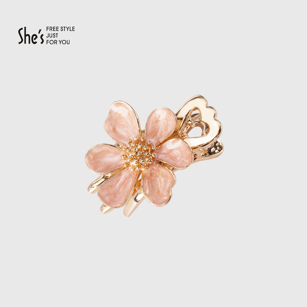 shes茜子发饰 花朵三齿夹发抓夹中小号刘海夹发卡边夹头饰女