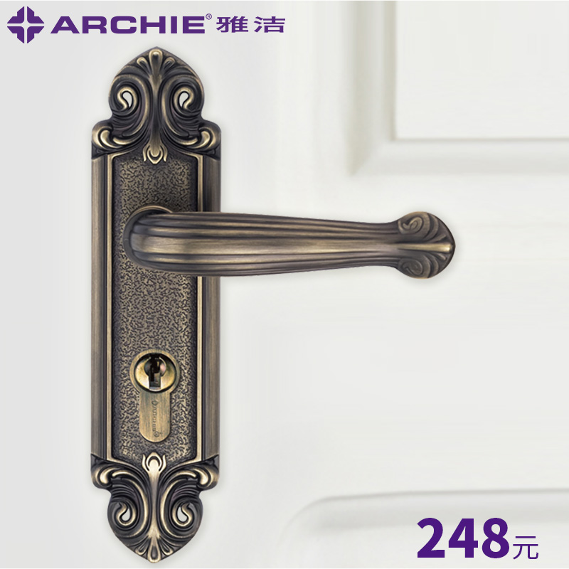 雅洁现代简约卧室门锁室内实木门锁房间门哑青复古AS5081B-HB6168