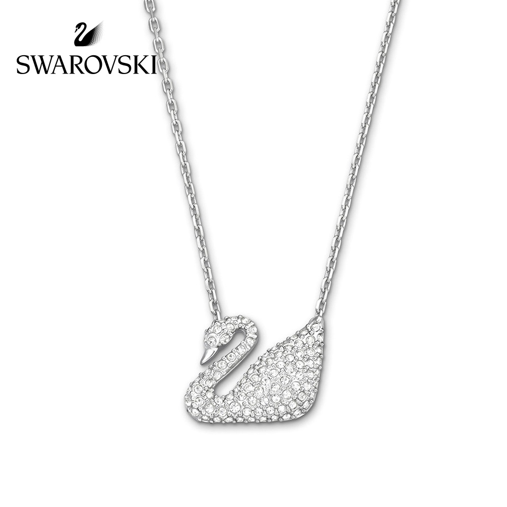 施华洛世奇SWAN天鹅吊坠装饰项链女白金色锁骨链项链 送女友礼物