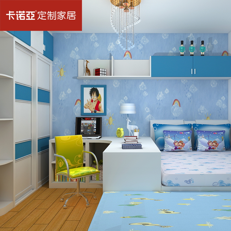 卡诺亚 全屋定制青少年房定制衣柜整体衣柜创意储物书桌天湖蓝