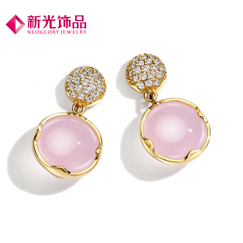 新光饰品韩版春夏S925银针时尚清新耳环圆形吊坠耳钉耳饰品女简约