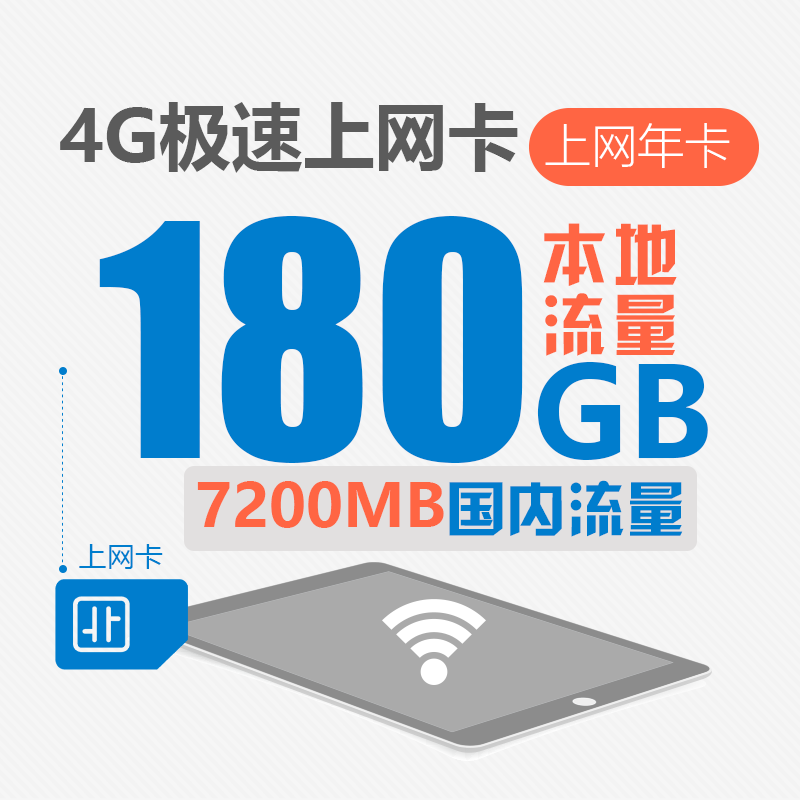 北京联通4G上网卡ipad手机无线上网卡187GB包年大流量卡包邮